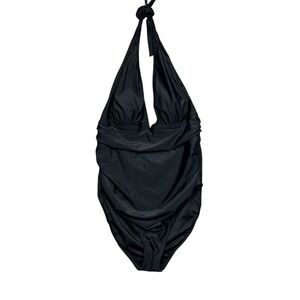 Cup She One Piece Swimsuit XXL Black Summer‎ Seaside Ruched Halter Tummy Control